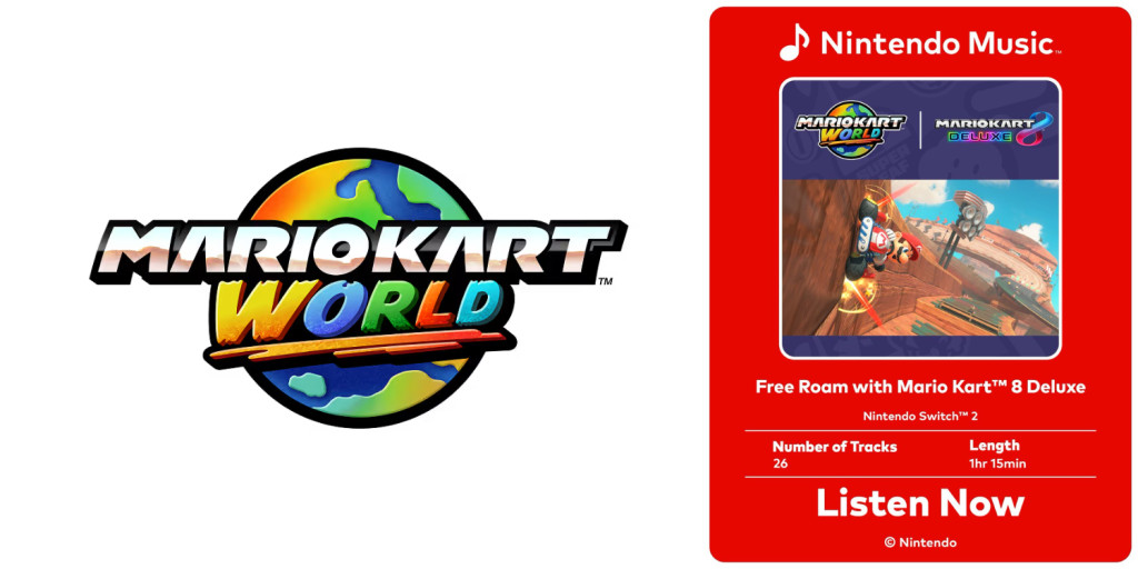Nintendo Music complète la bande-son de Mario Kart World