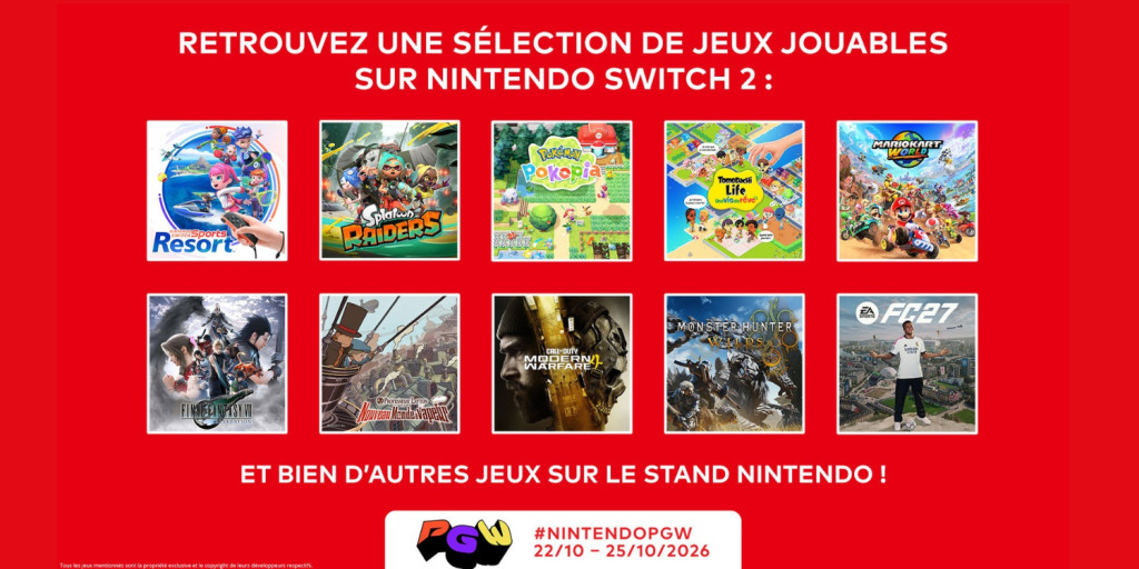 Nintendo dĂ©voile les jeux jouables Ă la Paris Games Week 2026