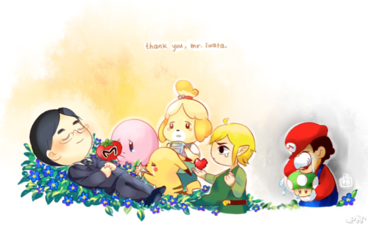 Fanart Satoru Iwata pleuré par les personnages Nintendo