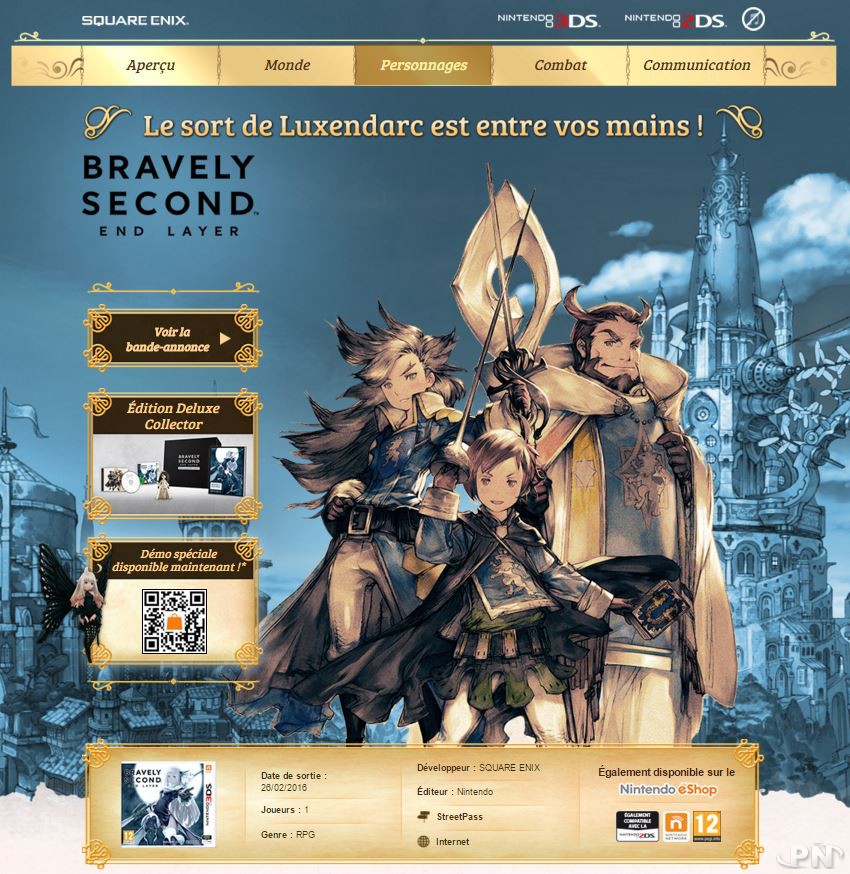 Site officiel Bravely Second: End Layer (3DS)