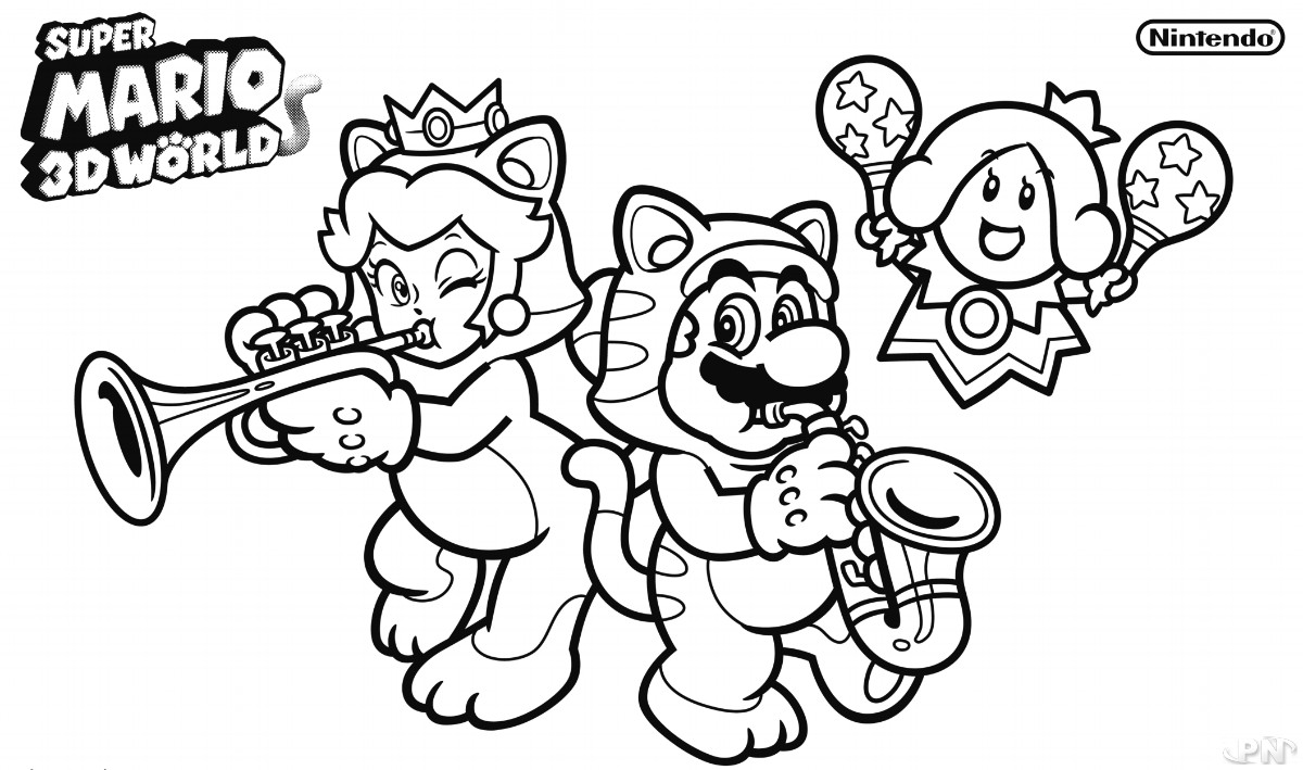 Coloriage Super Mario Et Peach L