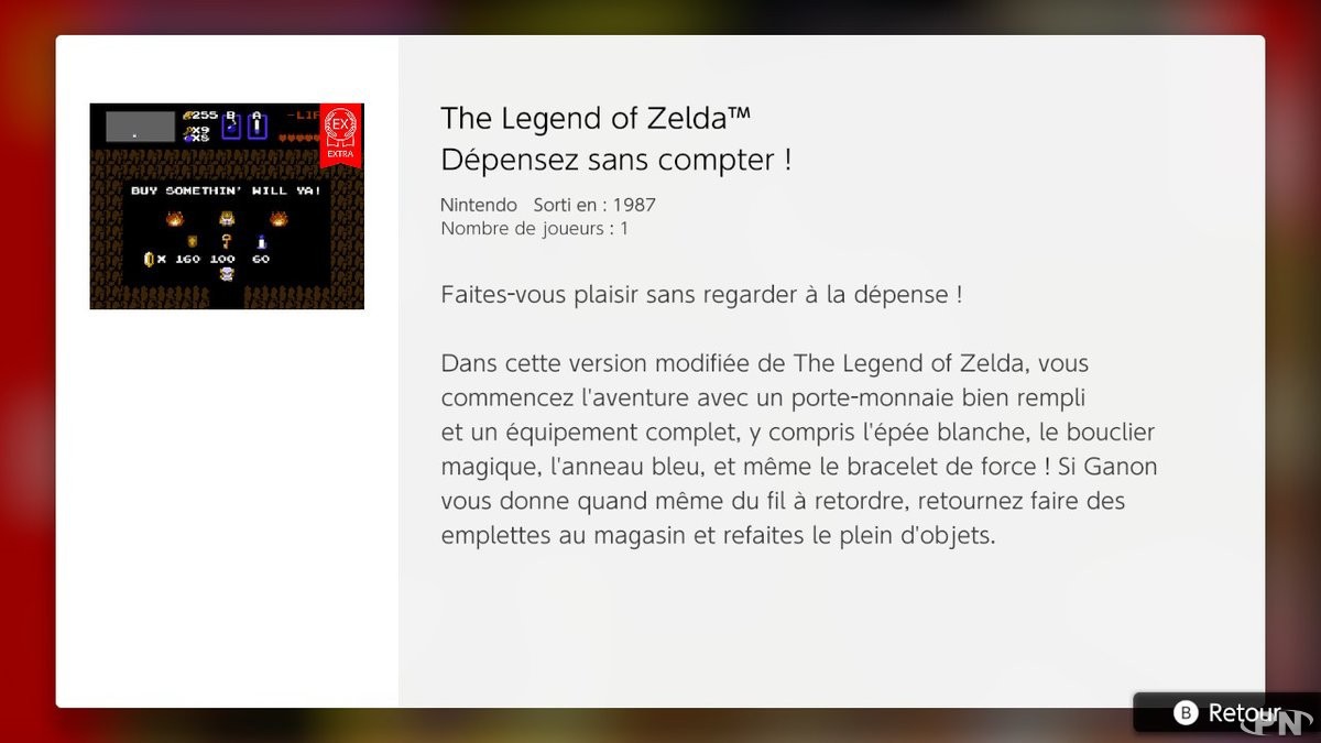 Descriptif The legend of Zelda Extra Nintendo Switch Online