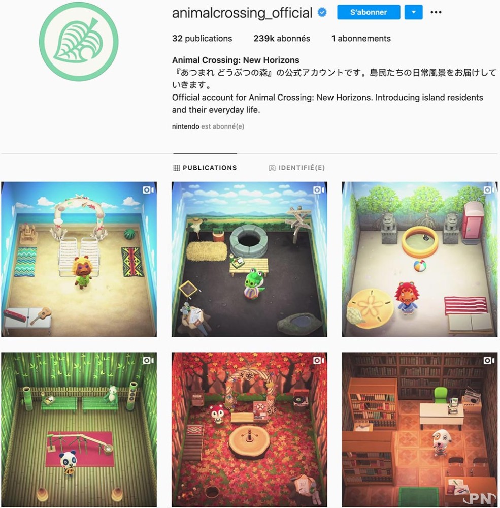 Compte Instagram officiel Animal Crossing