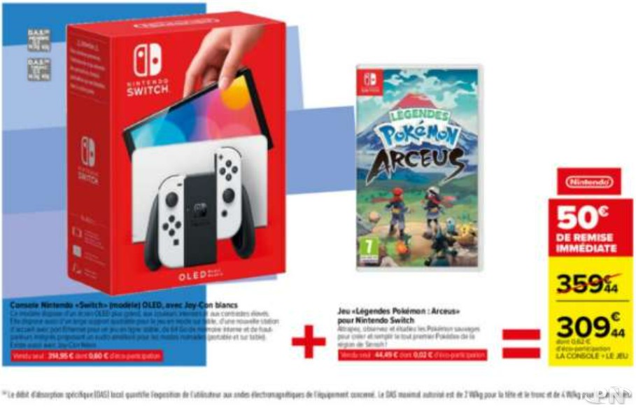Promotion Nintendo Switch OLED Carrefour + Pokémon Arceus du 12 au 18 avril 2022