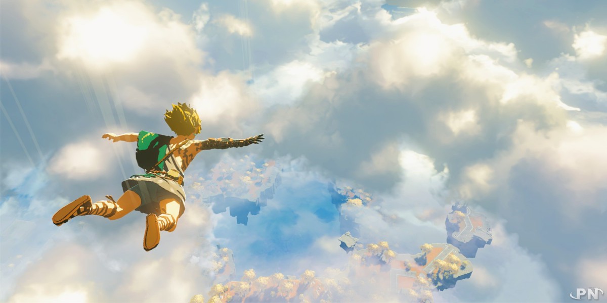 Link saute dans le vide dans The Legend of Zelda: Tears of the Kingdom