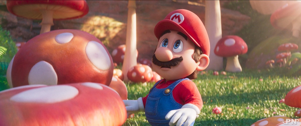 Mario découvre le royaume Champignon - Image officielle du film Super Mario Bros Le Film (Illumination, 2023)
