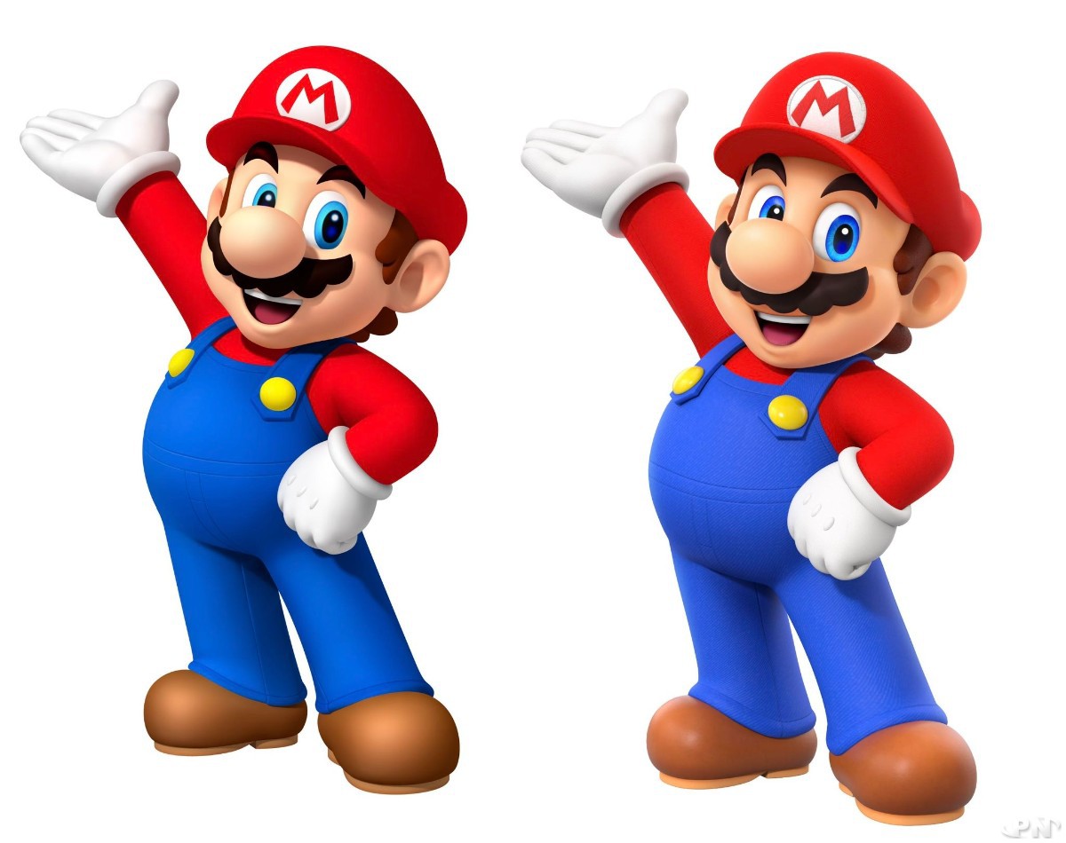 Deux artworks de Super Mario : le modèle de droite est plus récent, plus détaillé)