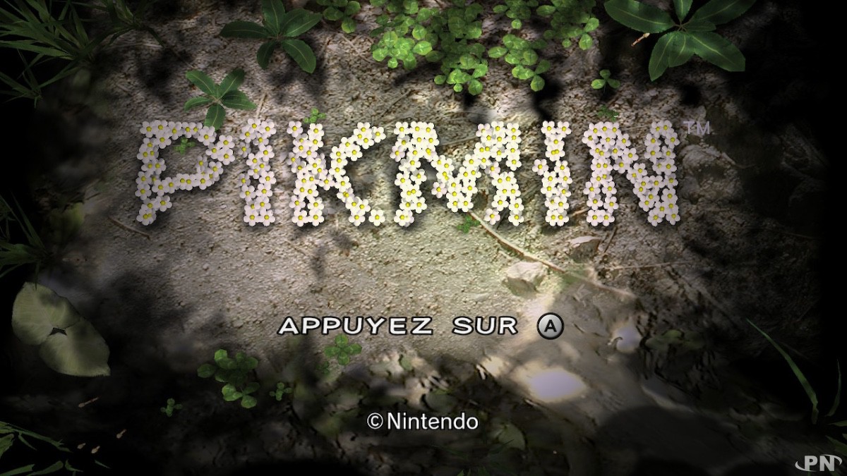 Ecran titre de Pikmin sur Nintendo Switch (remaster HD)