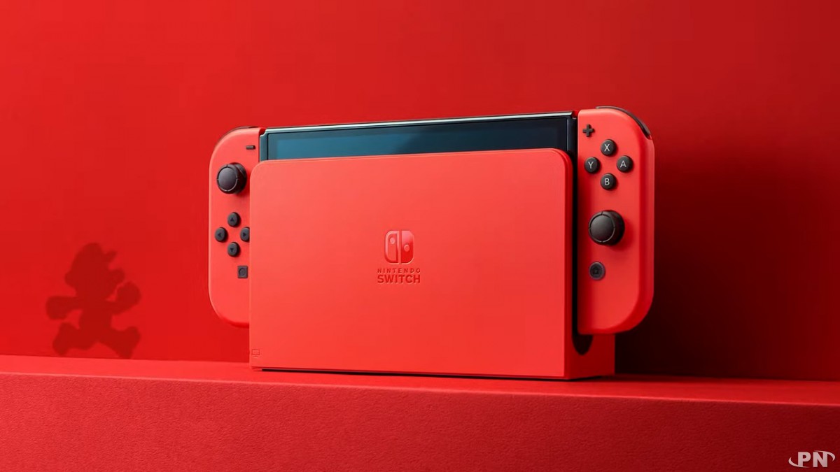 Premier visuel de la Switch OLED Edition Mario rouge (sortie le 6/10/23)