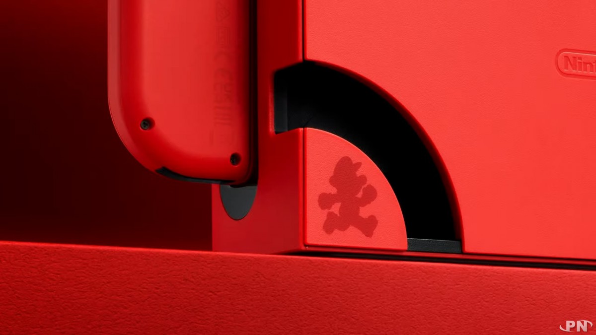 Visuel Mario à l'arrière de la Switch OLED Edition Mario (rouge)