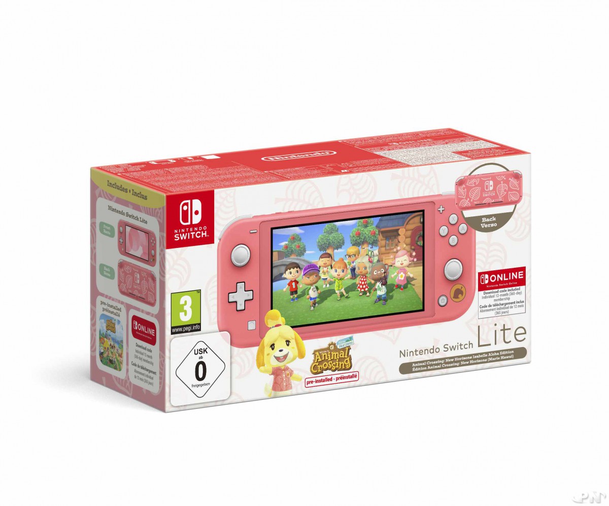 Nouveau bundle Switch Animal Crossing édition Marie Hawaï corail