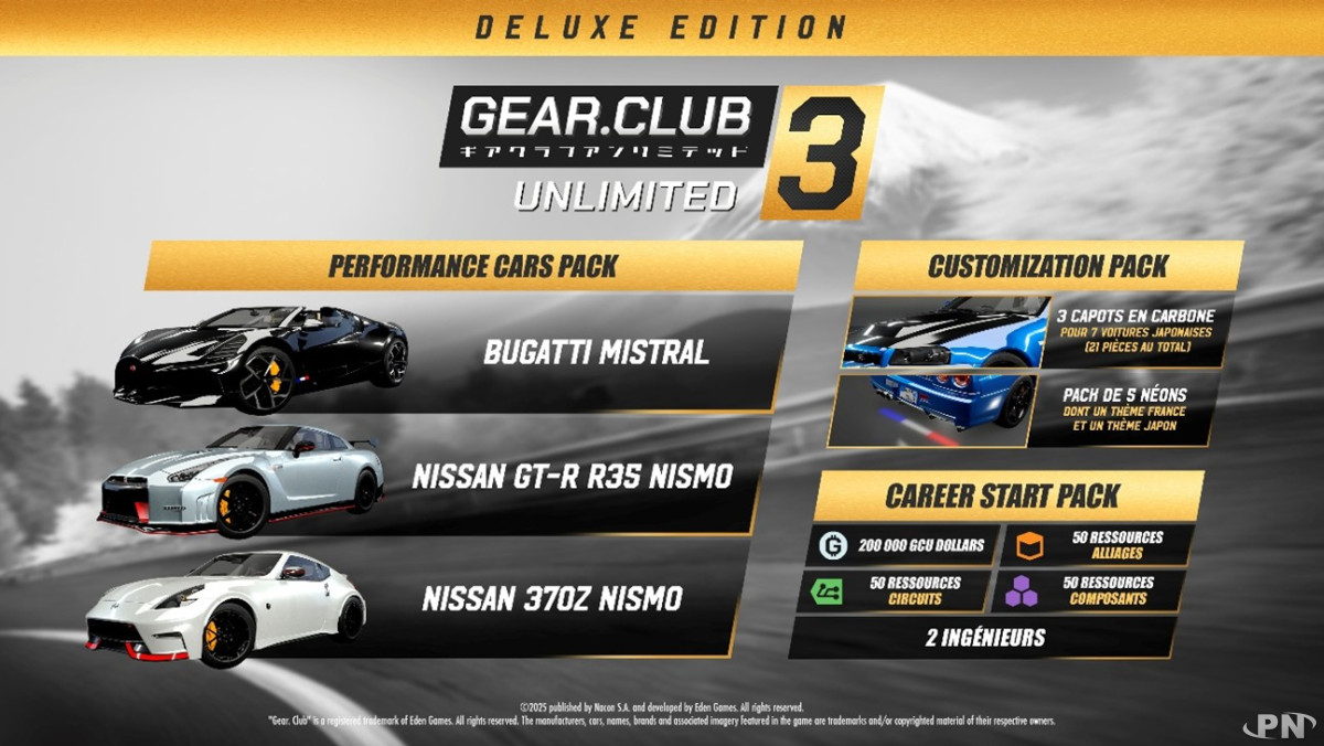 3 packs disponibles pour Gear.Club Unlimited 3 sur Switch 2