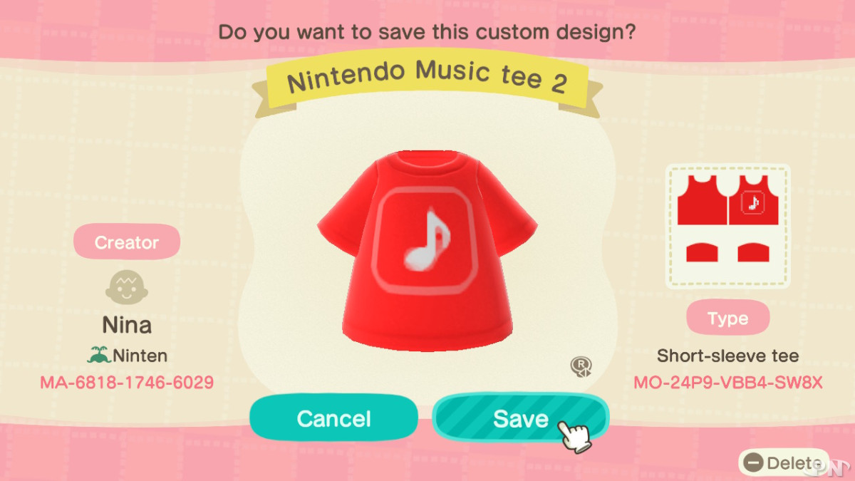 Design personnalisé Nintendo Music Tee 2 (Animal Crossing: New Horizons