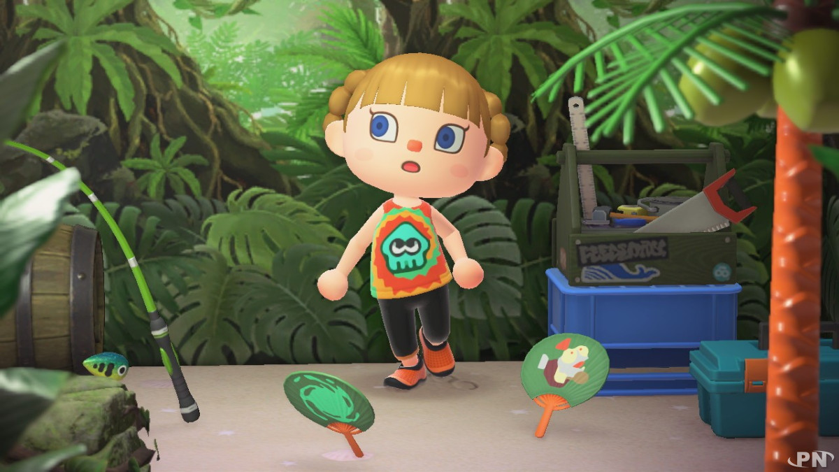 Splatoon Raiders s'affiche en vêtement et accessoire de mode dans Animal Crossing: New Horizons.