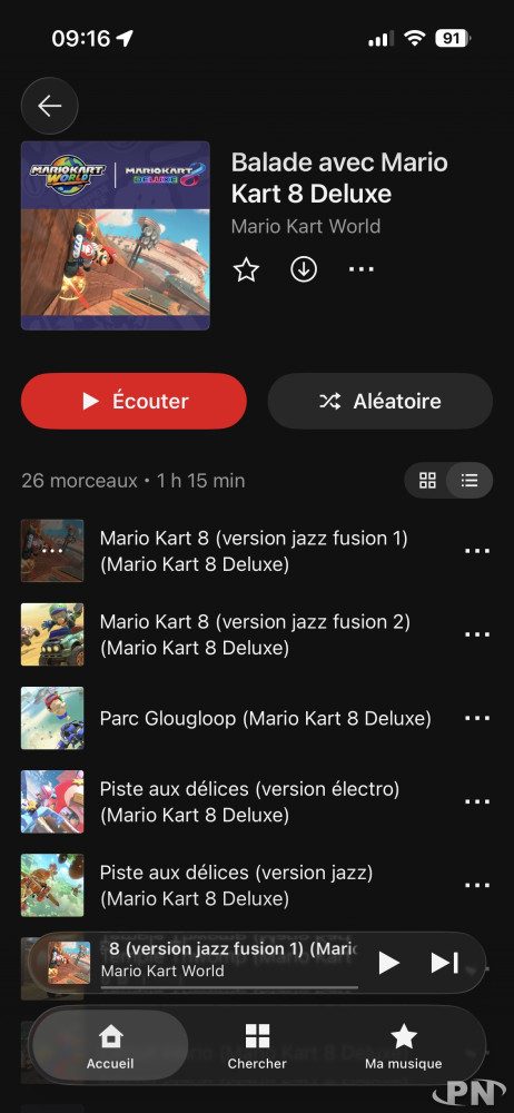 Liste des dernières pistes Mario Kart World, venues de Mario Kart 8 Deluxe, dans Nintendo Music