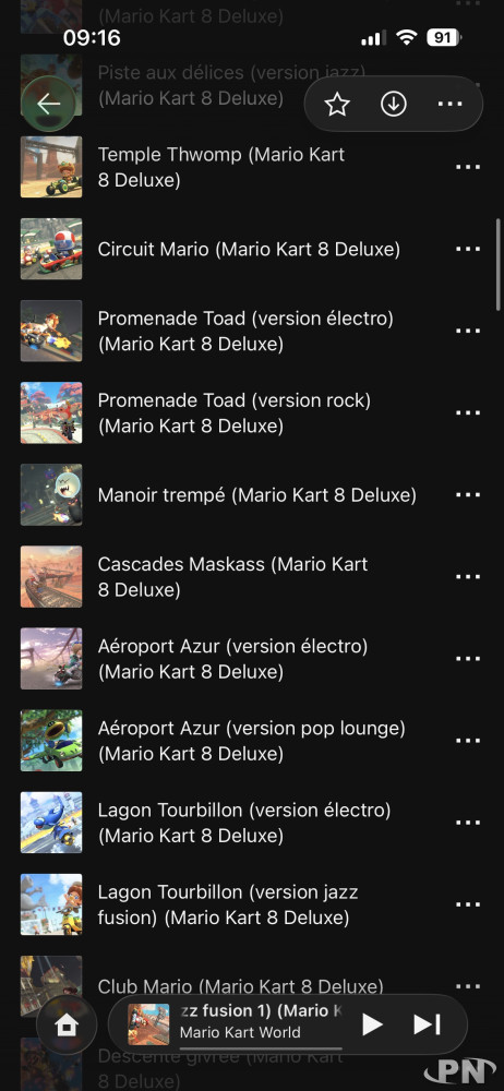 Liste des dernières pistes Mario Kart World, venues de Mario Kart 8 Deluxe, dans Nintendo Music